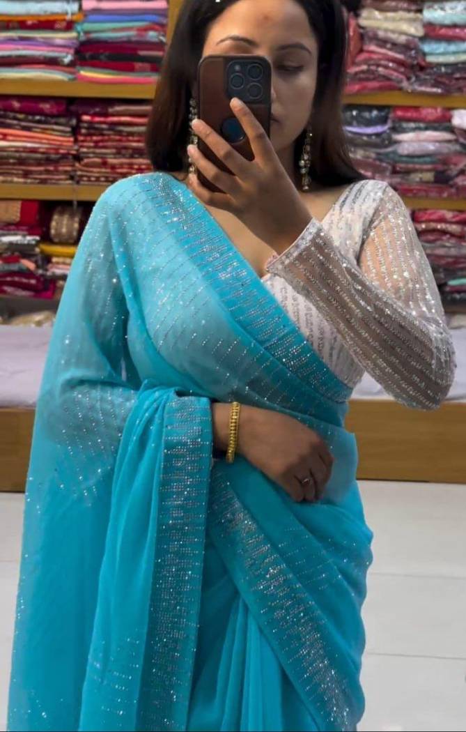 Meera Dhruvi Designer Georgette Party Wear Sarees Wholesale Shop In Surat